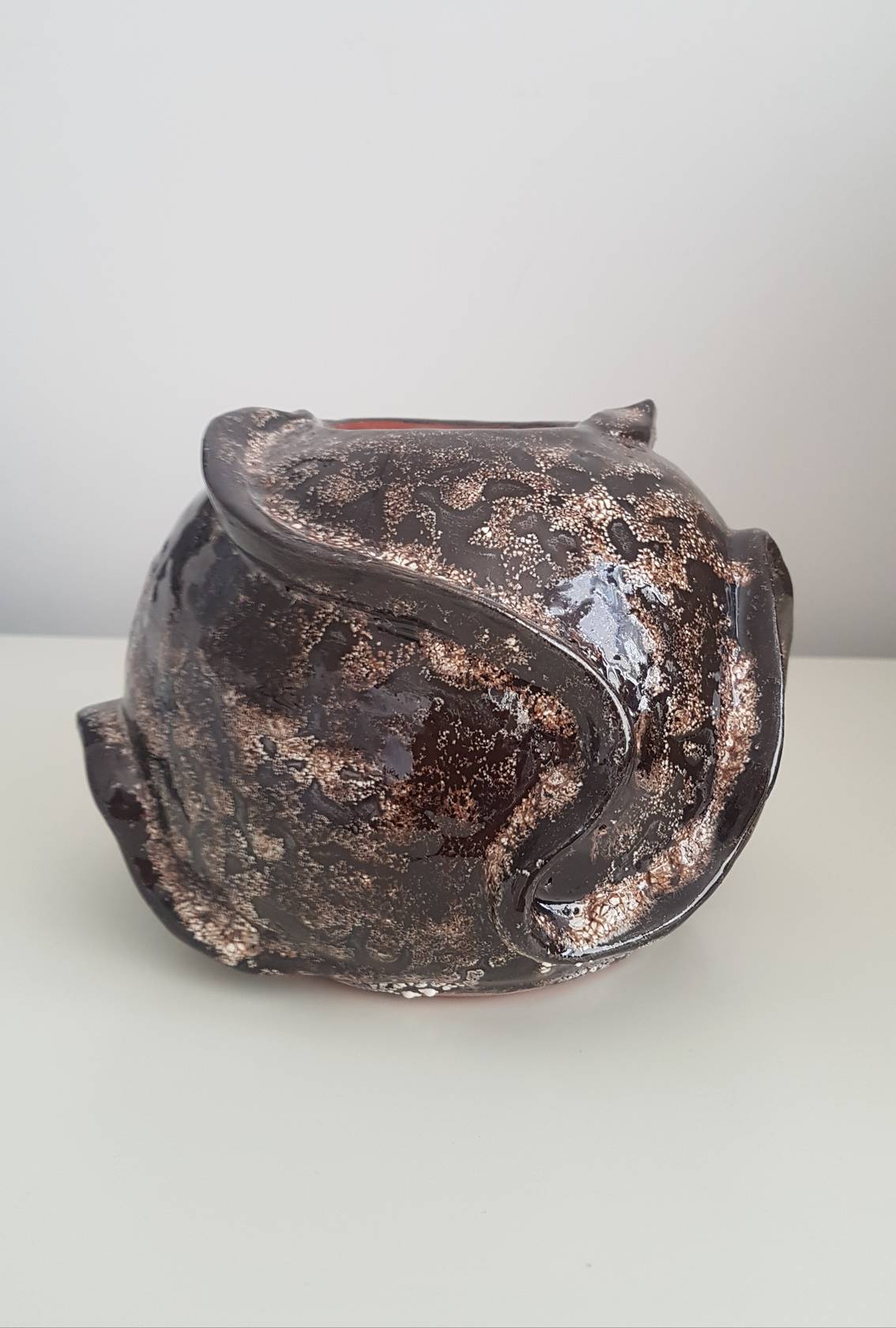 Brown & Bronze Coloured Speckled Glazed Ornament