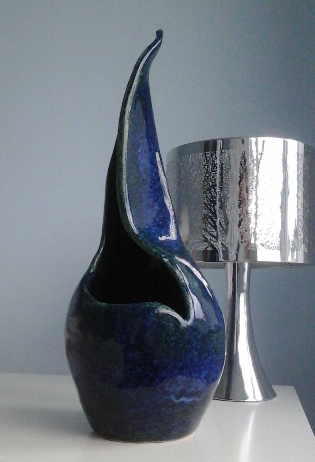 Emerald Blue & Black Glazed Ornament